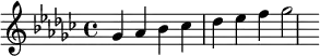 {\key ges \major ges'aes'bes'ces''des''ees''f''ges''2}