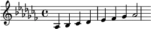 {\key aes\minor aes bes ces'des'es'fes'ges'aes'2}